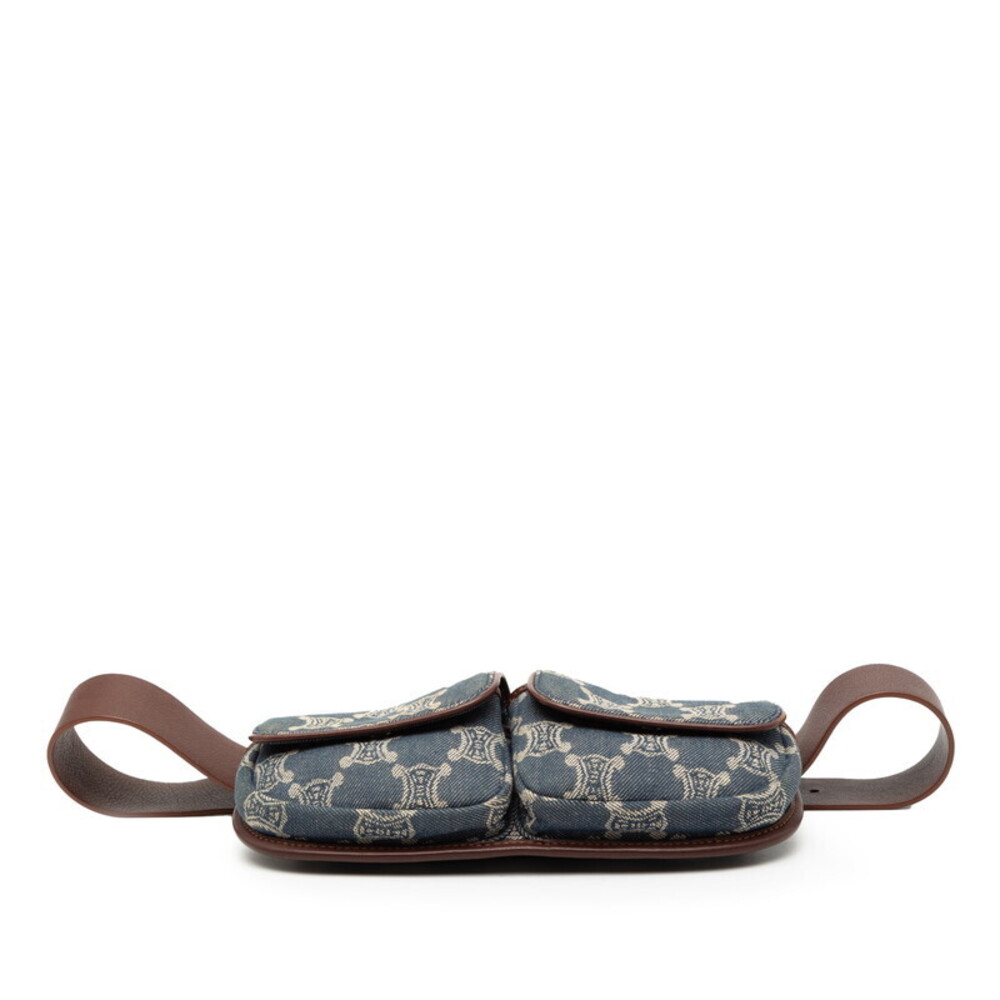 Celine Paris Macadam Waist Bag Blue Brown Denim Leather - Picture 3 of 7